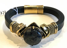 BOHO Magnetic Focal Bracelet -Black Round Stone with Matching Band