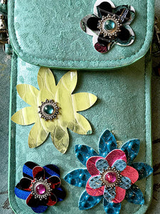Micro Bag - Turquoise with Flowers