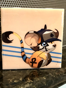 "Small Mouse in Ball Cap" - Tile Wall Art by Chigri