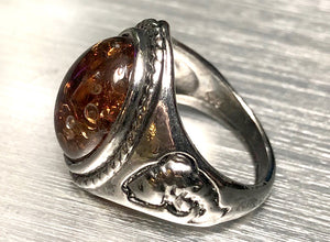 Womens Ring-Oval Stone-Brown-size 5 1/4
