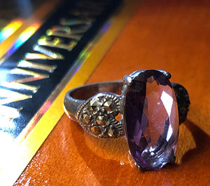 Ring-Oval Cut Stone-Violet/Clear-size 5 3/4