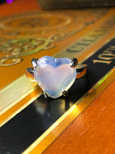 Ring-Heart Shape Stone-White/Semi Transparent-size 5 3/4