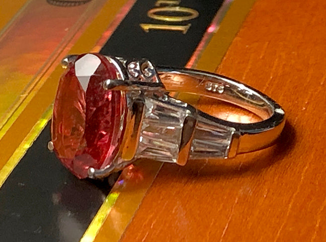 Ring-Oval Cut Stone-Deep Red-size 6