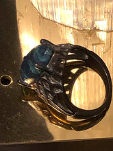 Ring-Navette Cut Stone-Blue-size 6