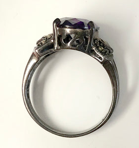Ring-Oval Cut Stone-Deep Violet-Clear-Size 8
