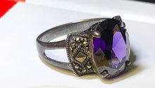 Ring-Oval Cut Stone-Deep Violet-Clear-Size 8