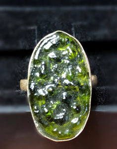 Ring-Oval Cut-Green-Opaque-Size 11 1/4
