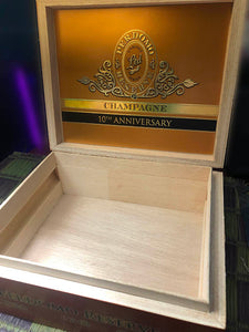 Wood Cigar Box-17-"Champagne-10th Anniversary"