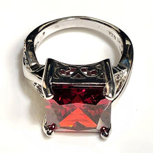Ring-Princess Cut Stone-Deep Red-6 3/4