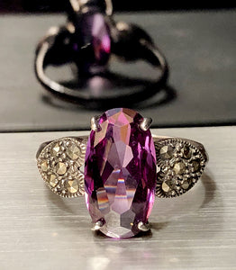 Ring-Oval Cut Stone-Violet-Size 8 1/4