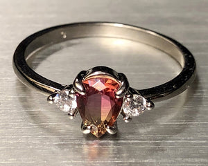 Ring-Pear Cut-Pink-Clear-Size 9