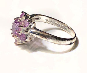 Ring-Multiple Color Stones-Violet & Clear-Size 7 1/4