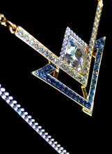 Golden Long Necklace Set Blue Crystal Mix Plated by Swarovski   - Item 5252898
