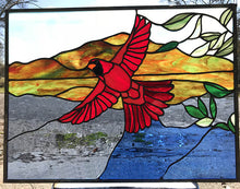 Cardinal Bird flying - Stained Glass