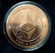 Etherium (ETH) Cryptocurrency Copper Round Coin