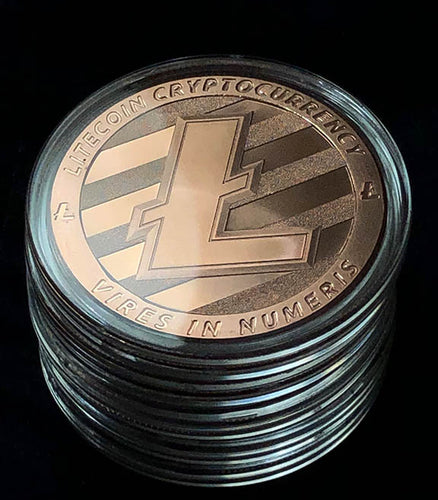Litecoin-- Stack of 5- 1 oz Copper Round Coin (Cryptocurrency Commemorative)