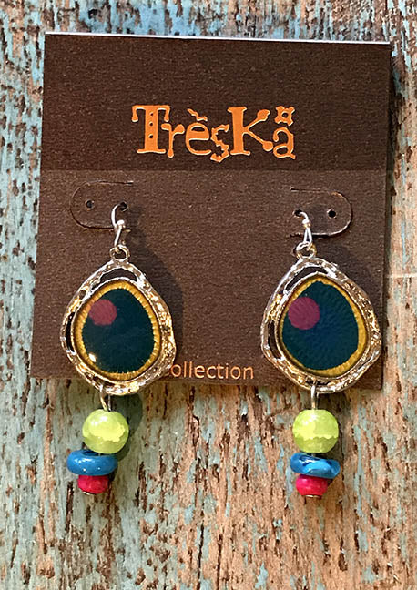 Yellow/Blue Drop Earrings - Tahiti Series by Treska