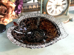 Dale Tiffany Art Glass Leaf -12 Inch Amber Leaf Bowl