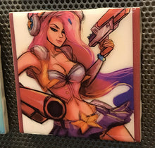 "Girl with Laser Guns" Tile Coaster/Magnet by Chigri