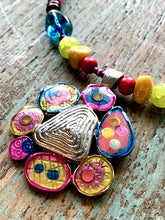 Rainbow Beaded Coil Pendant Necklace - Tahiti Series by Treska