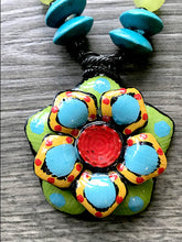 Bue Green & Red Flowers Necklace Tahiti Series by Treska