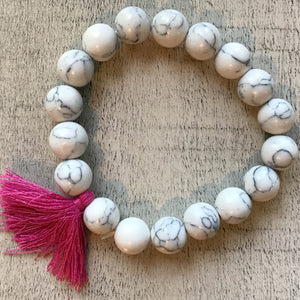 Bella Bracelet - Beads with Pink Sash- by Heart on Your Sleeve