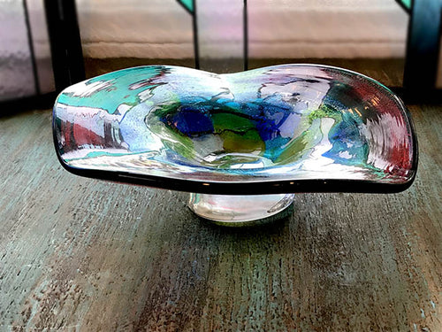Red & Blue Blown Glass Bowl by Dale Tiffany - 9