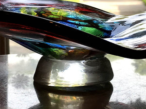 Red & Blue Blown Glass Bowl by Dale Tiffany - 9"