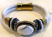 BOHO Magnetic Focal Bracelet - White Stone with White Band