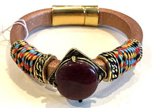 BOHO Magnetic Focal Bracelet -Brown Stone with Brown Band