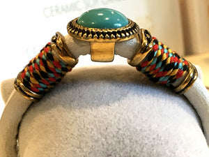 BOHO Magnetic Focal Bracelet -Turquoise Stone with White Band