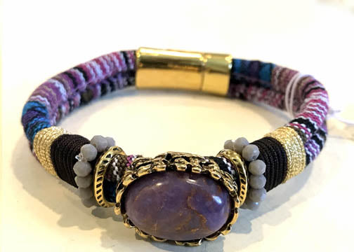 BOHO Magnetic Focal Bracelet -Lavender Stone with Matching Band