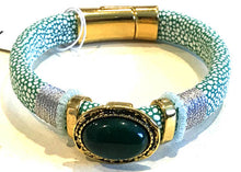 BOHO Magnetic Focal Bracelet -Green Stone with Matching Band