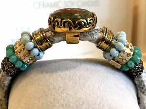 BOHO Magnetic Focal Bracelet - Anyolite Stone with Blue Band