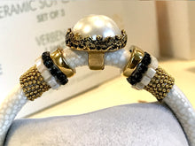 BOHO Magnetic Focal Bracelet - Pearl with White Band
