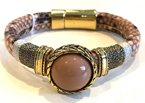 BOHO Magnetic Focal Bracelet - Raw Sienna Colored Stone with Matching Band
