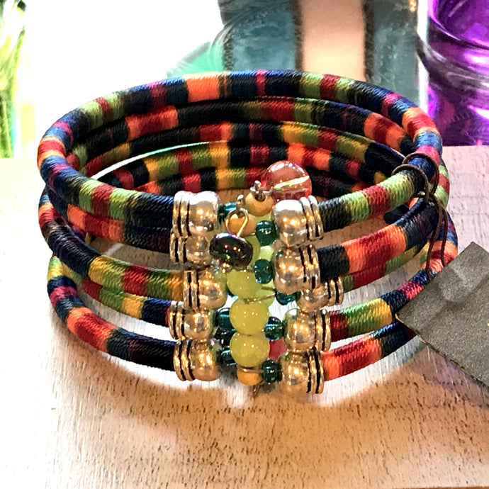 Rainbow Cord Cuff Bracelet - by Treska