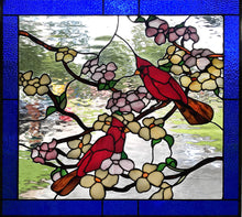 Cardinal Birds in Dogwood Tree - Stained Glass