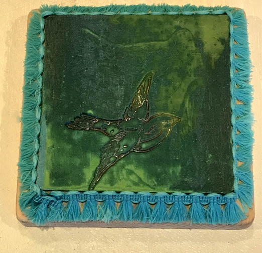 Green Clay Coaster Depeicting a Flying Bird by Seasons