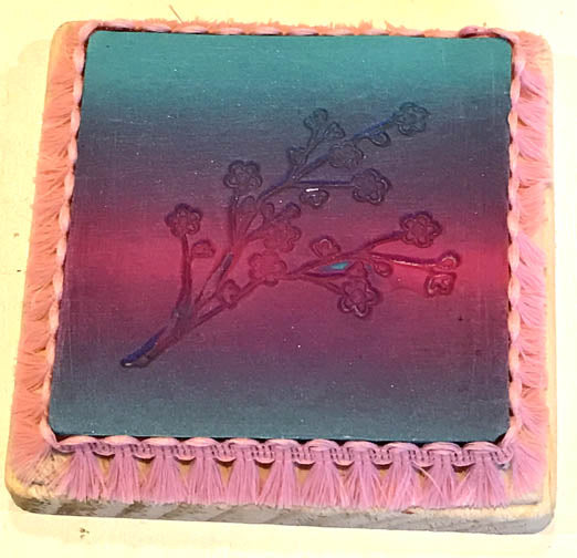 Pink & Blue Clay Coaster Depeicting Flowers by Seasons