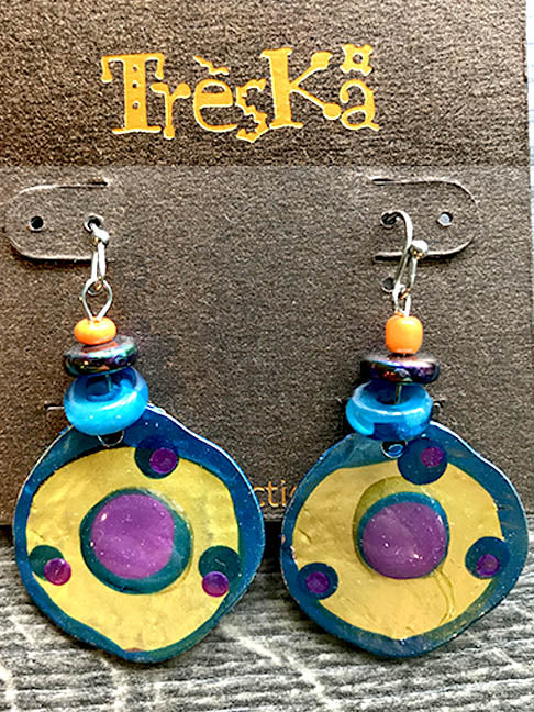 Yellow & Blue Rainbow Drop Earrings - Rainbow Series by Treska