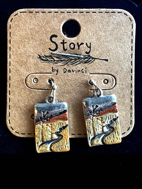 Copper & Silver Colored Story Earrings by Davinci