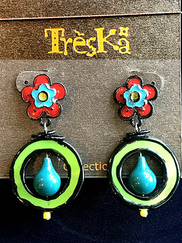 Flower Drop Earrings - Rainbow Series by Treska