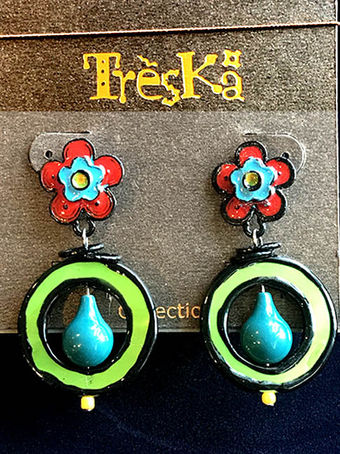 Flower Drop Earrings - Rainbow Series by Treska