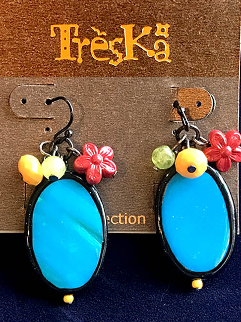 Blue Oval Drop Earrings - Rainbow Series by Treska