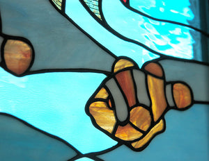 Sea Life - Stained Glass in Wood Frame