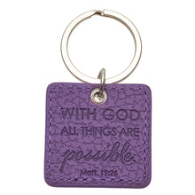 Purple Bible Verse Leather Key Ring -Matthew 19:26
