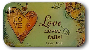 1  Corinthians 13:8 Refrigerator Magnet "Love Never Fails" - Rectangle