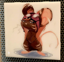 "Bashful Mouse" Tile Coaster/Magnet by Chigri