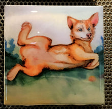 "Playful Dog" Tile Coaster/Magnet by Chigri